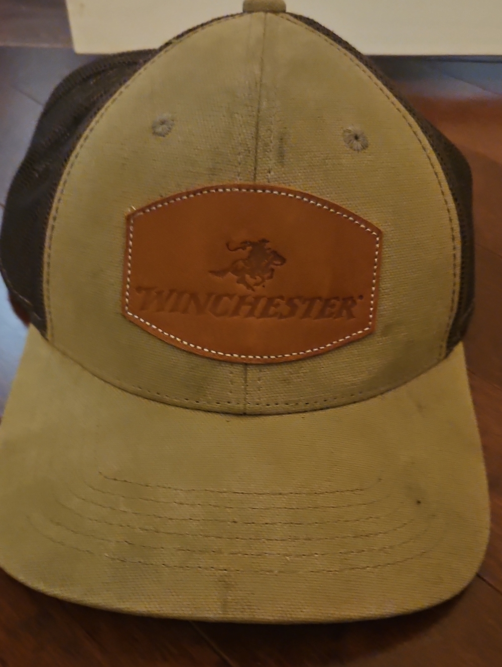 Winchester Men's Olive and Brown Logo Patch Trucker Cap